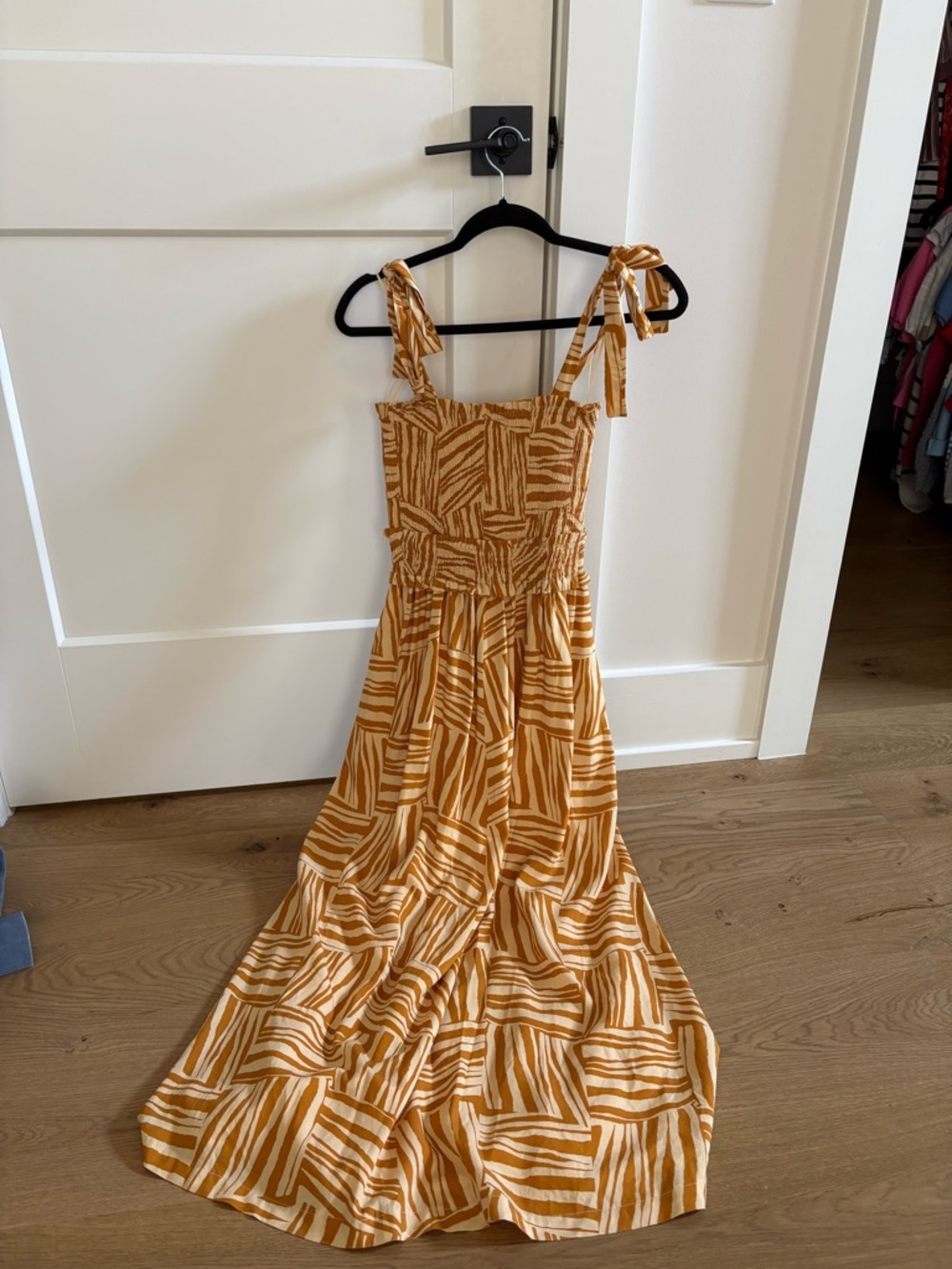 Lost + Wander Mustard Yellow Tie-Shoulder Maxi Dress